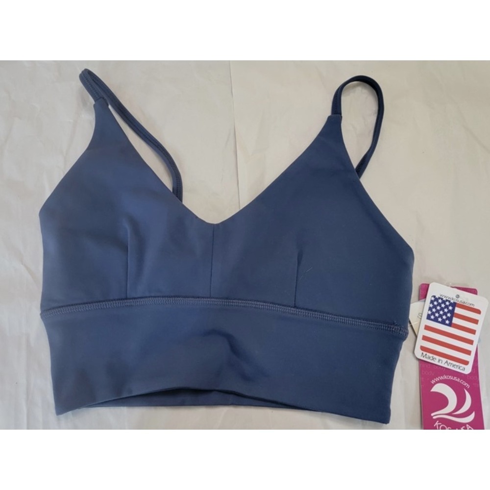 NWT Kos USA M High Performance Sports Bralette 8783 Blue 95051